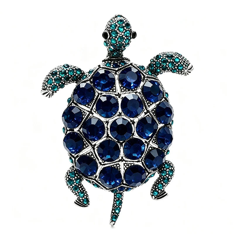 Jeweled Sea Turtle Brooch — Blue