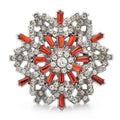Jeweled Snowflake with Baguette Accents Brooch — Orange