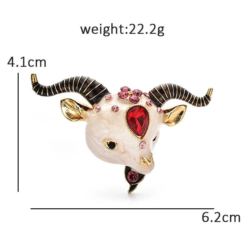 Little Goat Head with Sweeping Horns Brooch