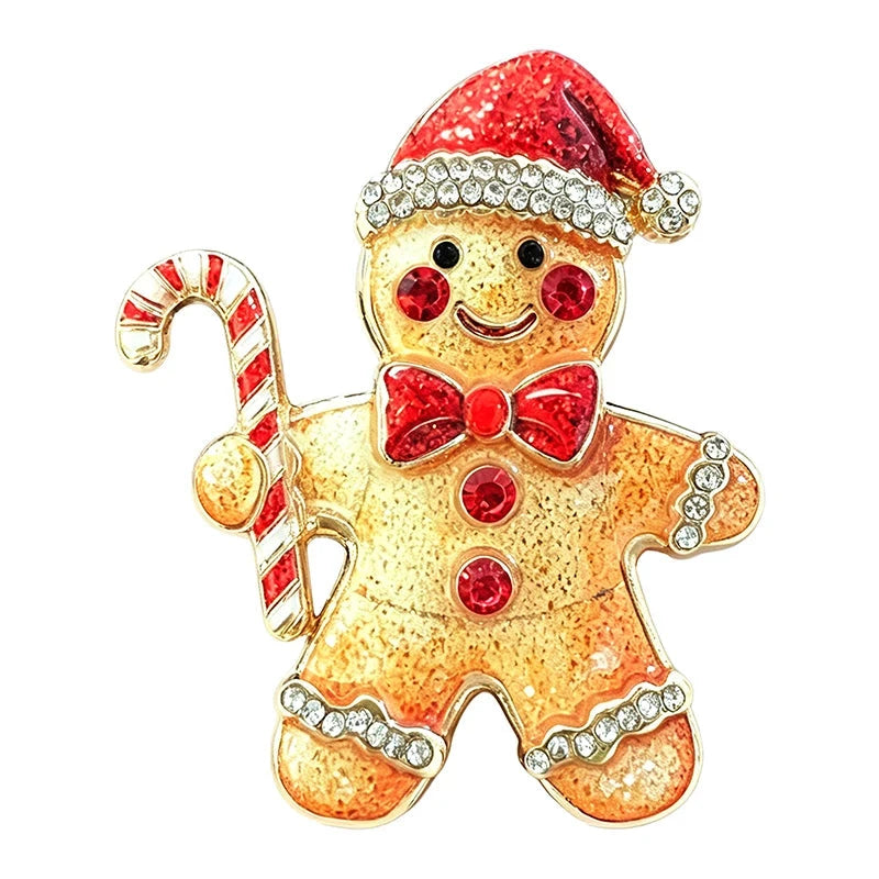 Gingerbread Man with Candy Cane Brooch original white background product photo