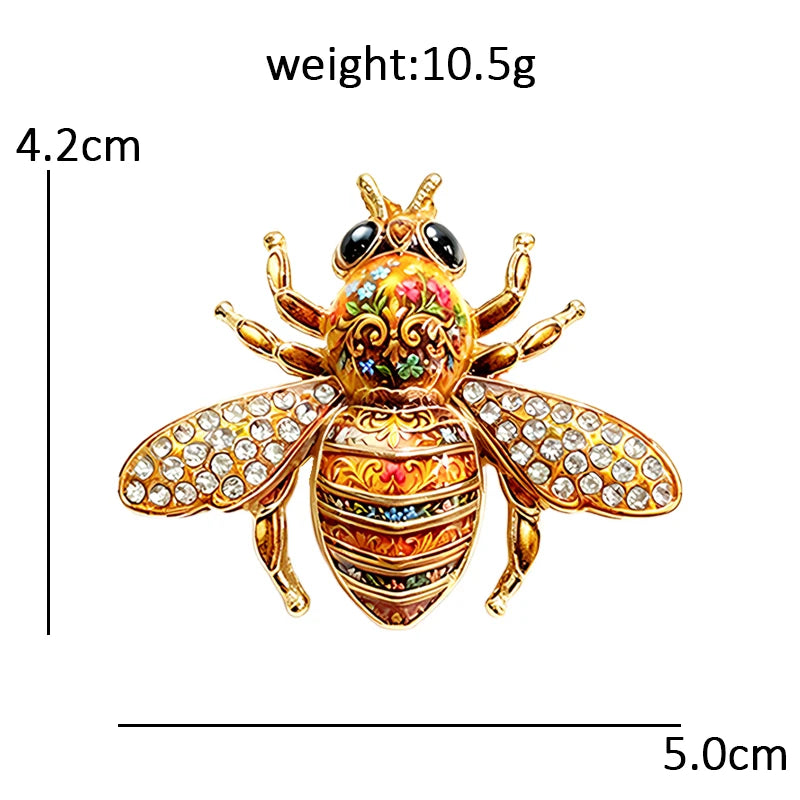Striped Bee with Sparkling Wings Brooch