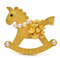 Gold-Tone Rocking Horse with Pearl-Look Trim Brooch original variant product photo