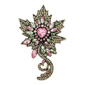 Vintage Jeweled Maple Leaf Flourish Brooch original white background product photo
