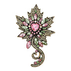 Vintage Jeweled Maple Leaf Flourish Brooch original white background product photo