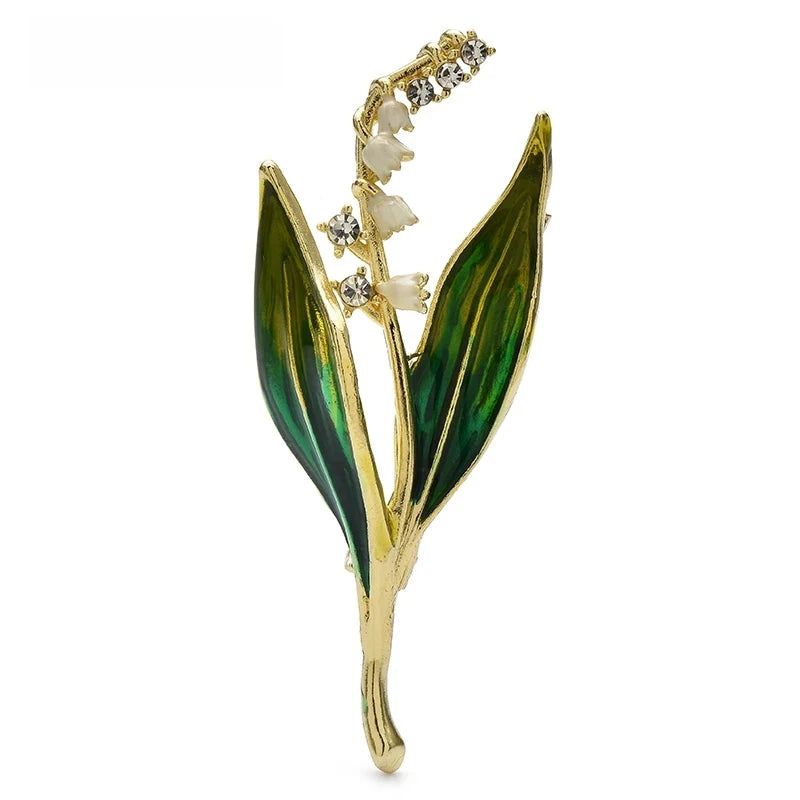 Enamel Lily Sprig with Green Leaves Brooch original variant product photo