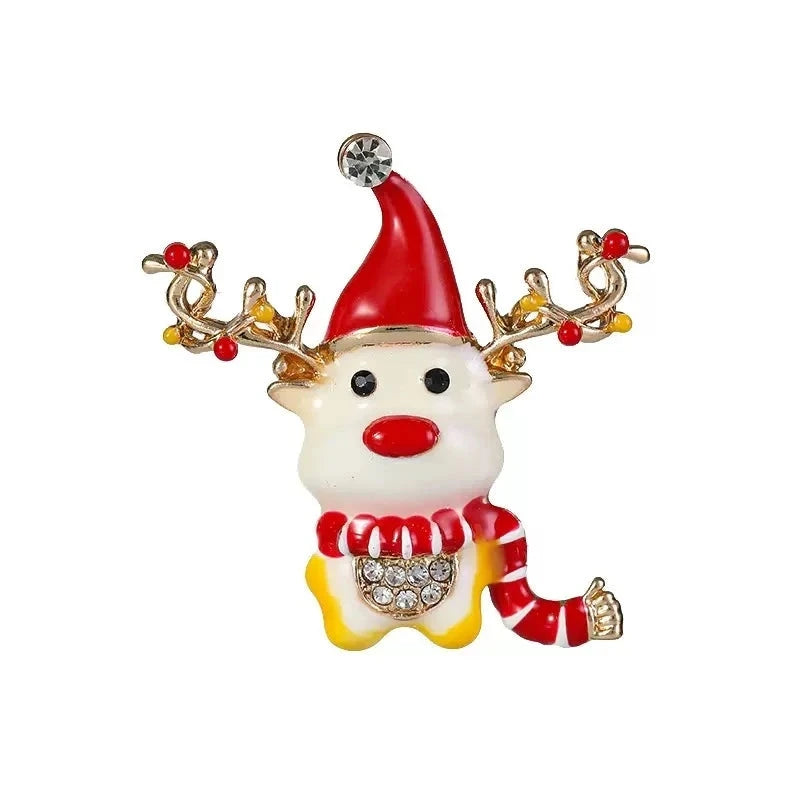 Enamel Christmas Reindeer with Scarf Brooch — Christmas Reindeer