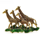 Enamel Giraffe Family in Grass Brooch product variant photo