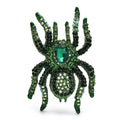 Oversized Rhinestone Spider Brooch — Green