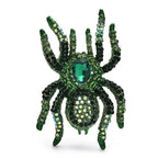 Oversized Rhinestone Spider Brooch — Green
