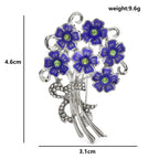 Enamel Flower Bouquet with Rhinestone Bow Brooch — dimensions