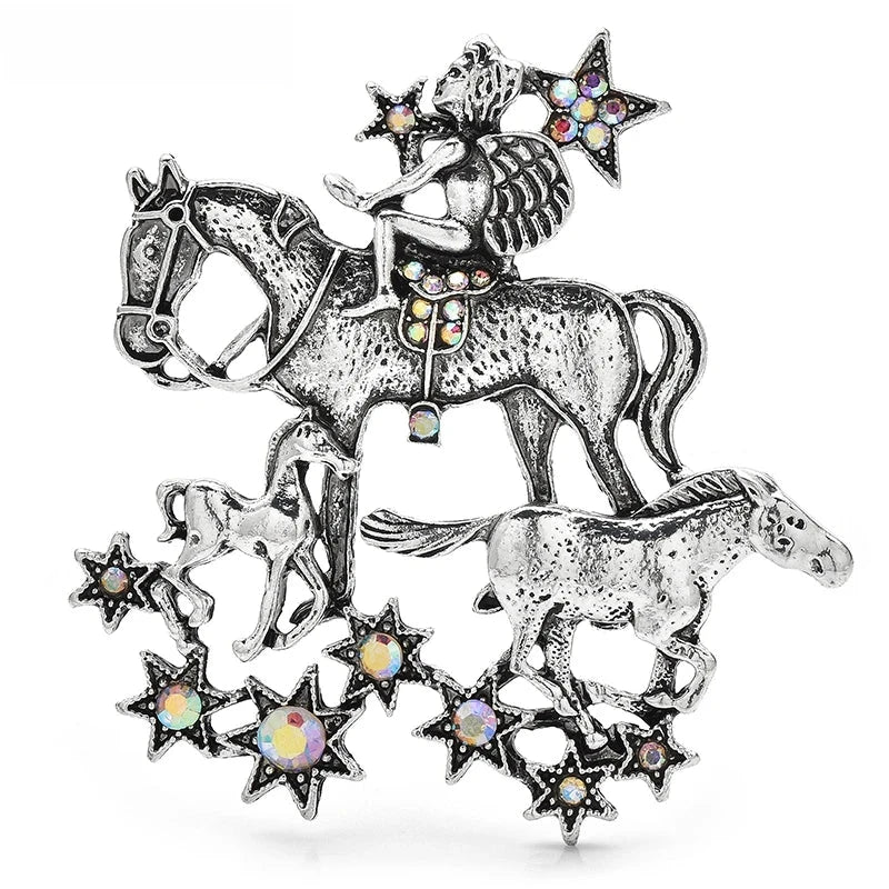 Fairy Rider with Horses and Stars Brooch product variant photo