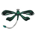 Enamel Dragonfly with Curved Tail Brooch — Green