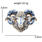Ornate Curled Horn Ram Brooch