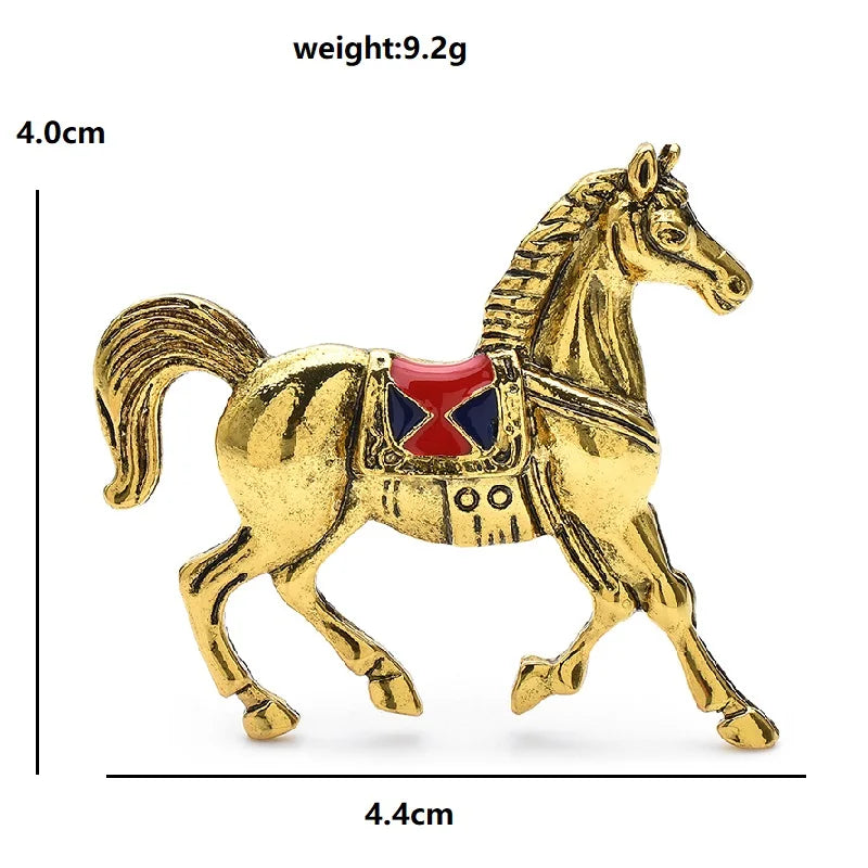 Vintage Saddled Horse Brooch — dimensions