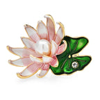 Pink Lotus with Pearl-Look Center Brooch