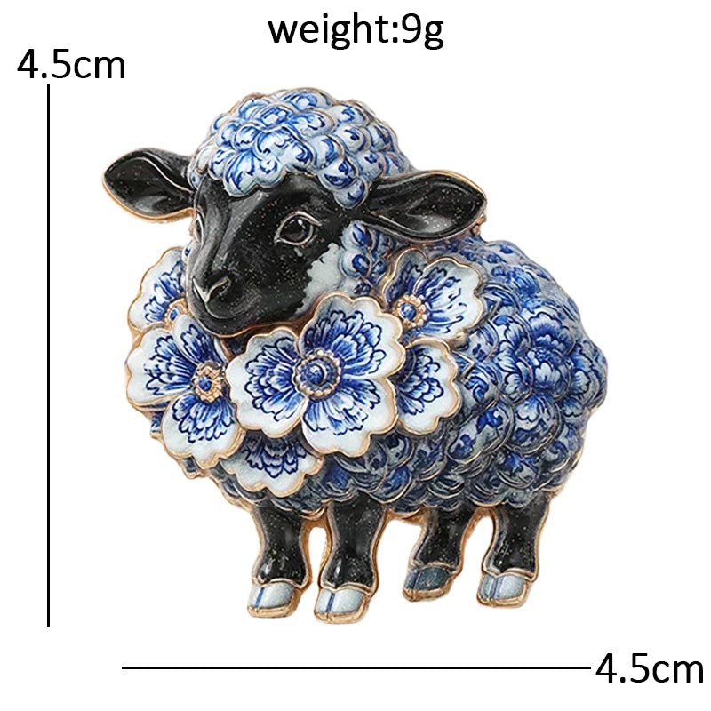 Woolly Lamb with Flower Collar Brooch