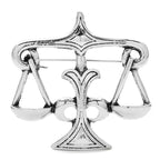 Sculpted Balance Scales Brooch — Silver