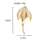 Sculptural Calla Lily with Rhinestone Center Brooch — dimensions
