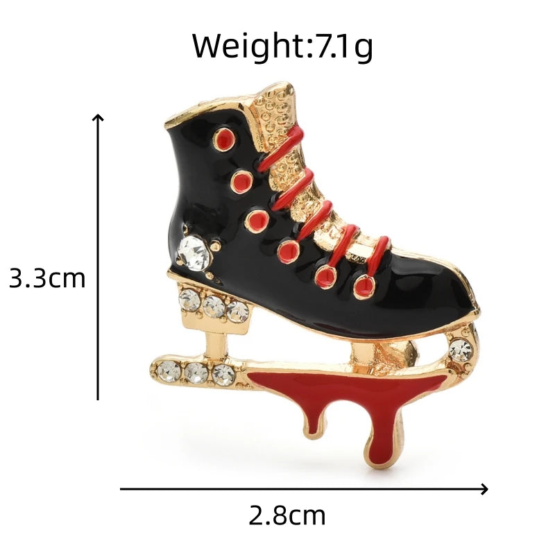 Lace-Up Enamel Ice Skate Brooch dimensions and weight