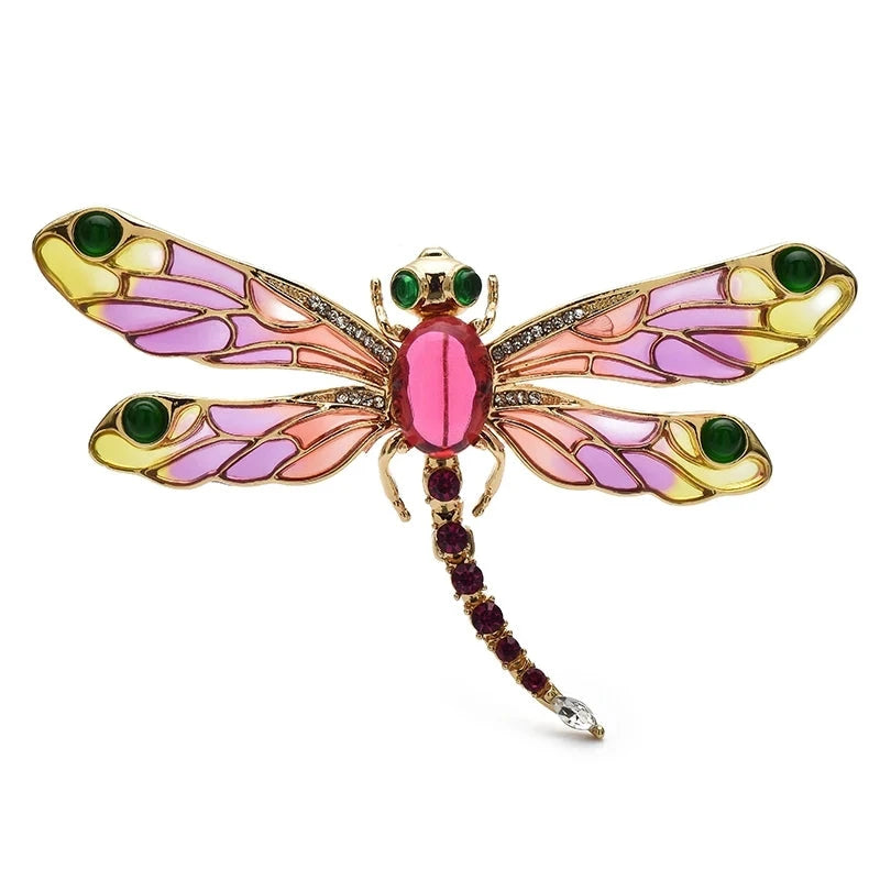 Enamel Dragonfly with Faceted Body and Patterned Wings Brooch original variant product photo