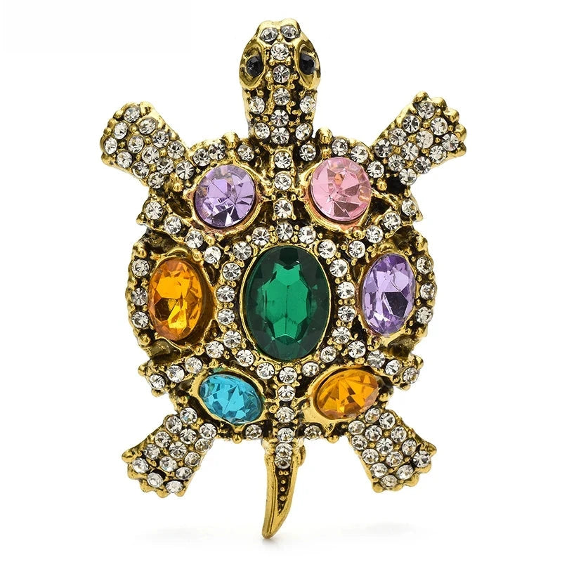 Vintage Jeweled Turtle with Oval Shell Brooch product variant photo