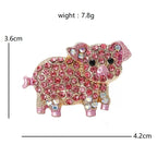 Pink Rhinestone Pig Brooch — dimensions