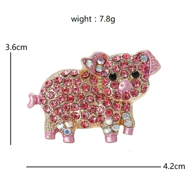 Pink Rhinestone Pig Brooch — dimensions