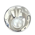 Organic Round Pearl-Look Accent Brooch original white background product photo
