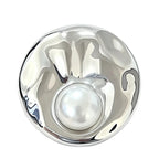 Organic Round Pearl-Look Accent Brooch original white background product photo