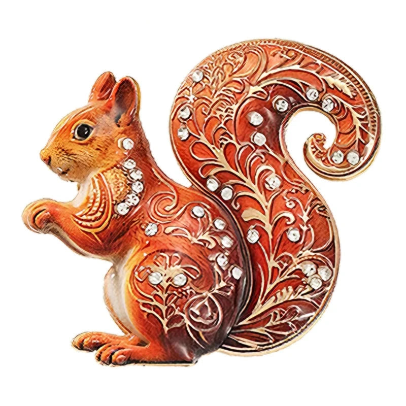 Ornate Squirrel with Curled Tail Brooch original white background product photo