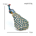 Large Enamel Peacock with Rhinestone Tail Brooch — dimensions