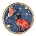 Cat and Butterfly Celestial Medallion Brooch — Blue