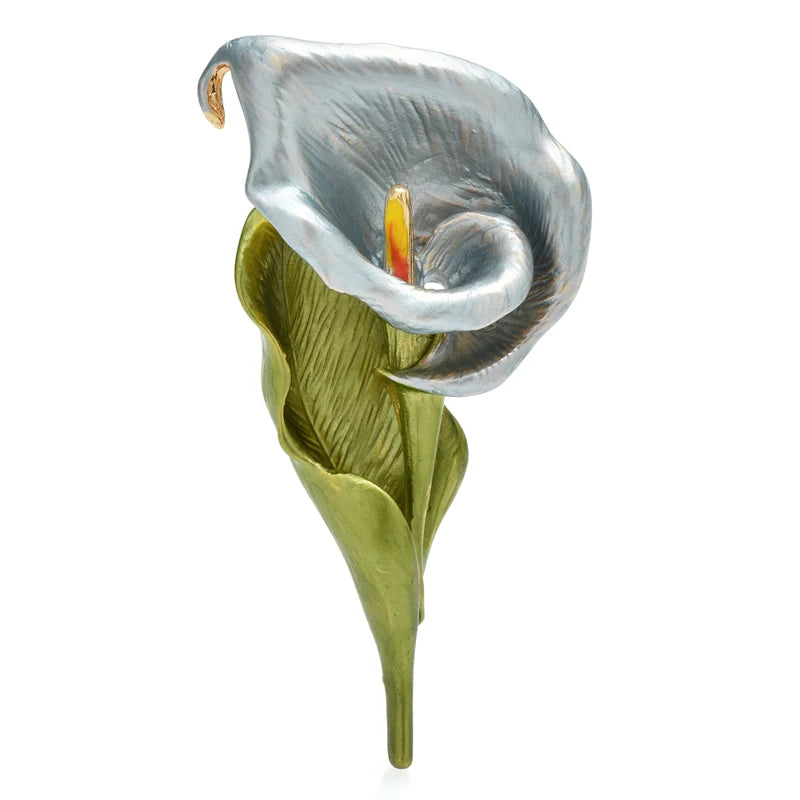 Enamel Calla Lily Stem Brooch