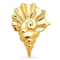 Polished Ridged Conch Shell Brooch — Gold