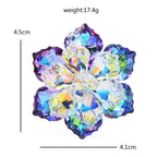 Iridescent Faceted Glass Flower Brooch — dimensions