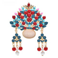 Ornate Floral Crown with Dangling Beads Brooch product variant photo