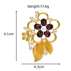 Golden Openwork Flower with Leaf Cluster Brooch dimensions and weight