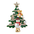 Christmas Tree with Snowman and Teddy Brooch original white background product photo