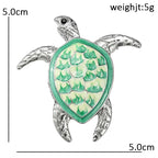 Swimming Turtle with Patterned Shell Brooch