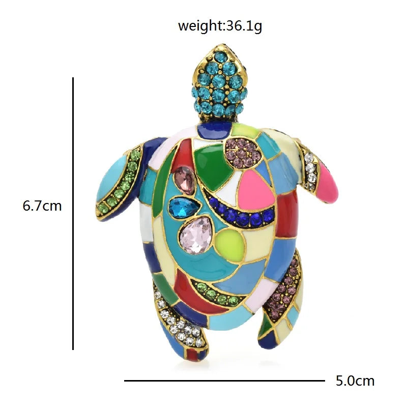 Multicolor Mosaic Sea Turtle Brooch