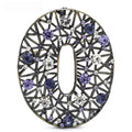 Oval Lattice with Faceted Stones Brooch — Purple