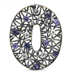 Oval Lattice with Faceted Stones Brooch — Purple