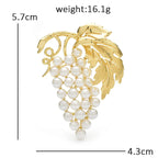 Pearlescent Grape Cluster with Textured Leaf Brooch