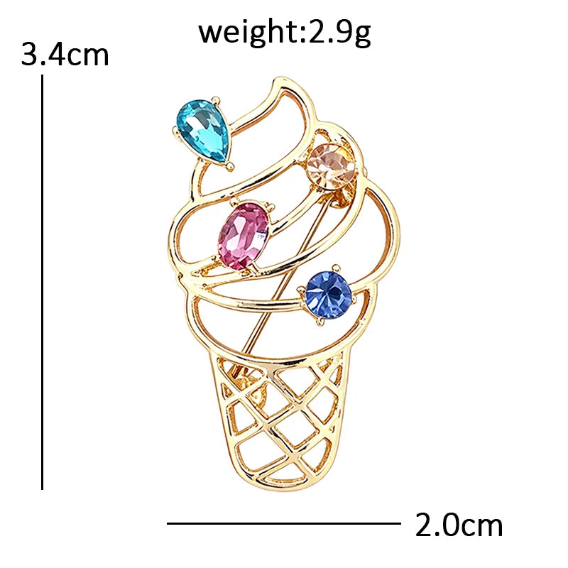 Colorful Sparkle Ice Cream Cone Brooch