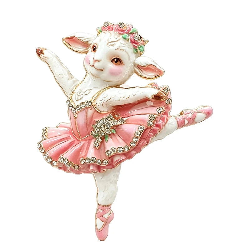Ballerina Lamb in Tutu Brooch original white background product photo