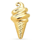 Polished Swirl Ice Cream Cone Brooch — Gold