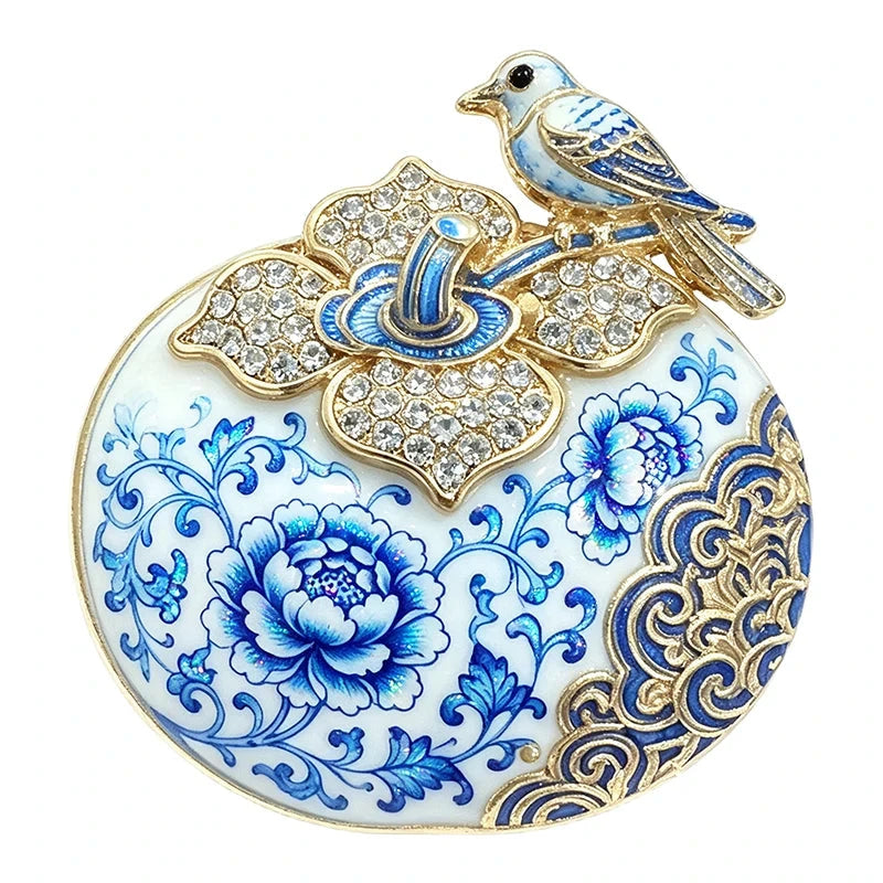 Little Bird on Persimmon Brooch original white background product photo