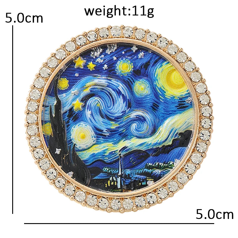 Painting Gallery Floral and Landscape Motif Brooch