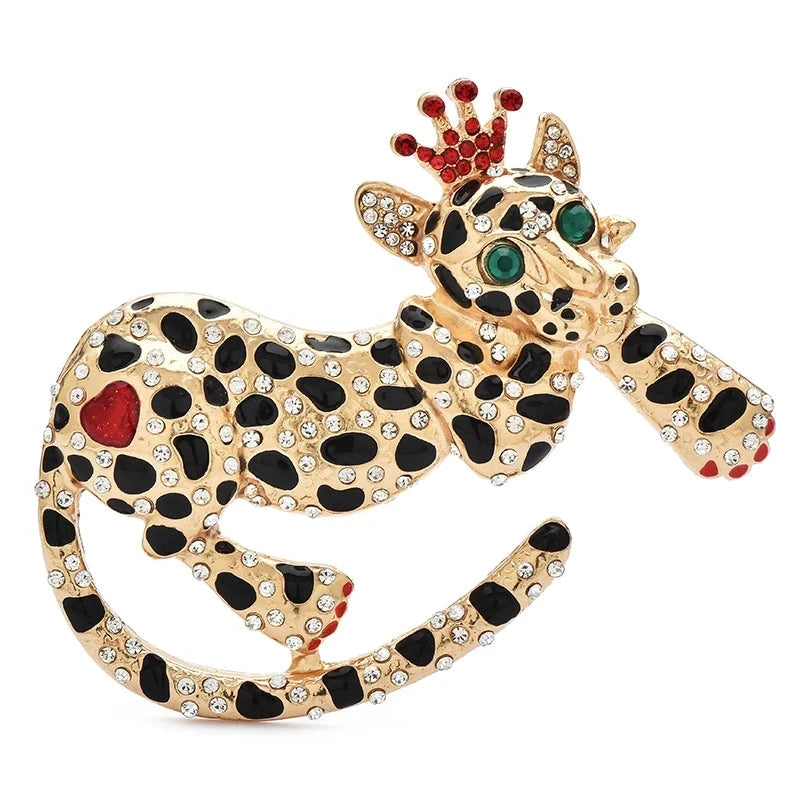 Crowned Enamel Leopard with Curved Tail Brooch original variant product photo