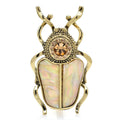Natural Shell Beetle with Jeweled Head Brooch